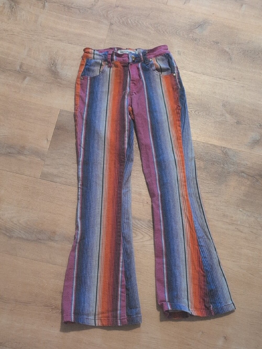 Girl's Striped Multi-Color Jeans - Picture 4 of 6